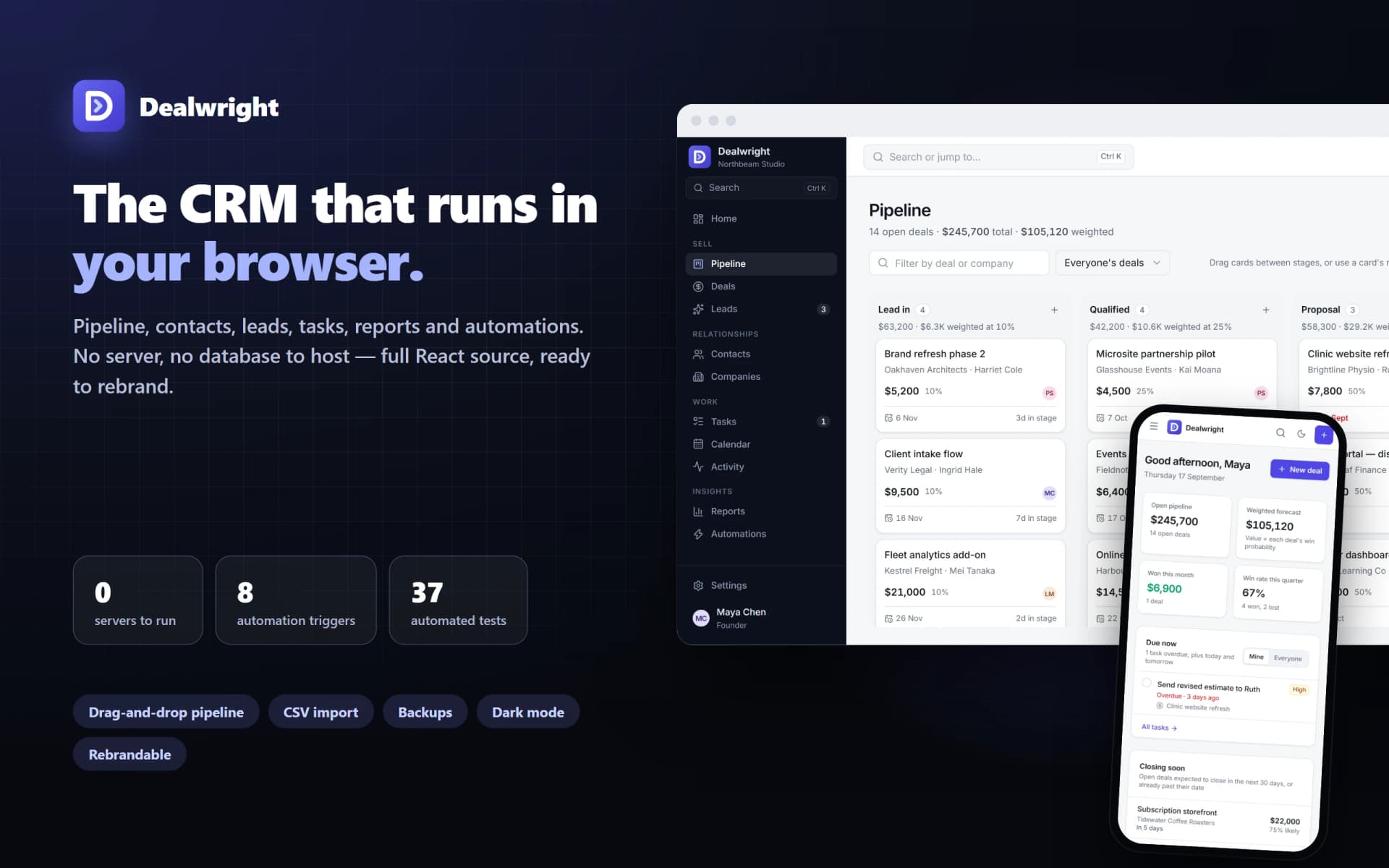 Dealwright — Local-First CRM in React and TypeScript